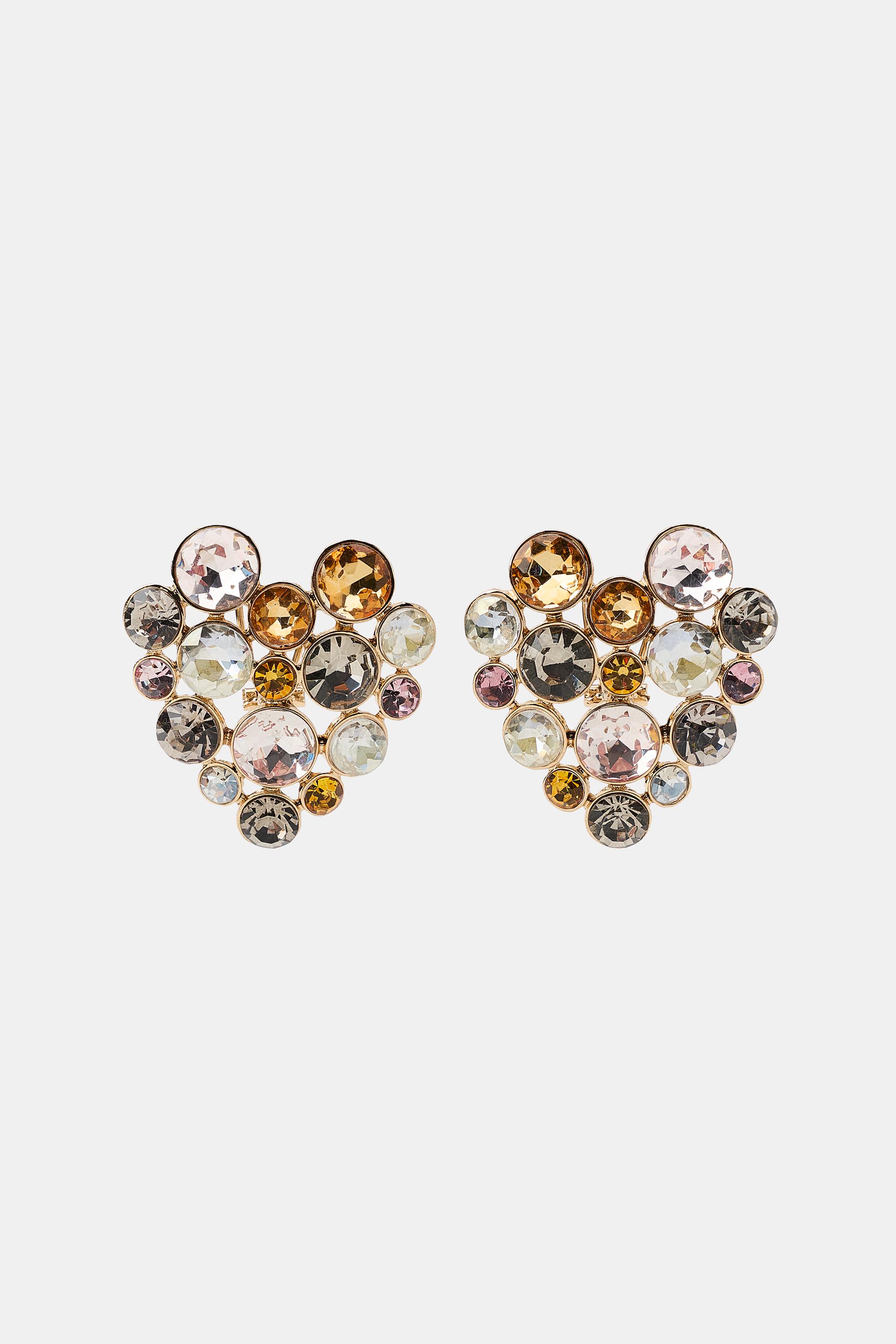 JEWELED HEART EARRINGS